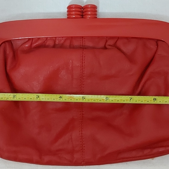 Red Italian Leather Purse, Trimingham Italian Leather Clutch - Picture 10 of 11